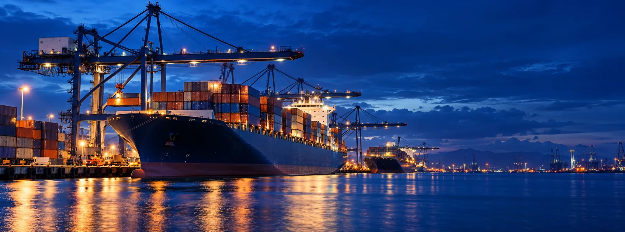 Illustrative container port scene